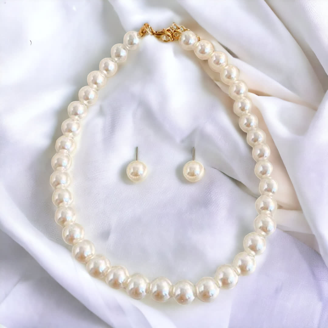 Beautiful White Pearl Necklace with Earrings - 2022 Design