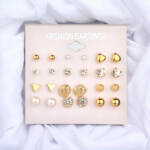 Assorted 12 Pair Stud Earrings Set