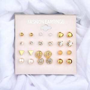 Assorted 12 Pair Stud Earrings Set