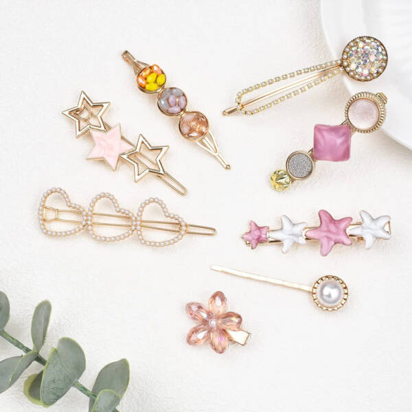 pink hair clips set