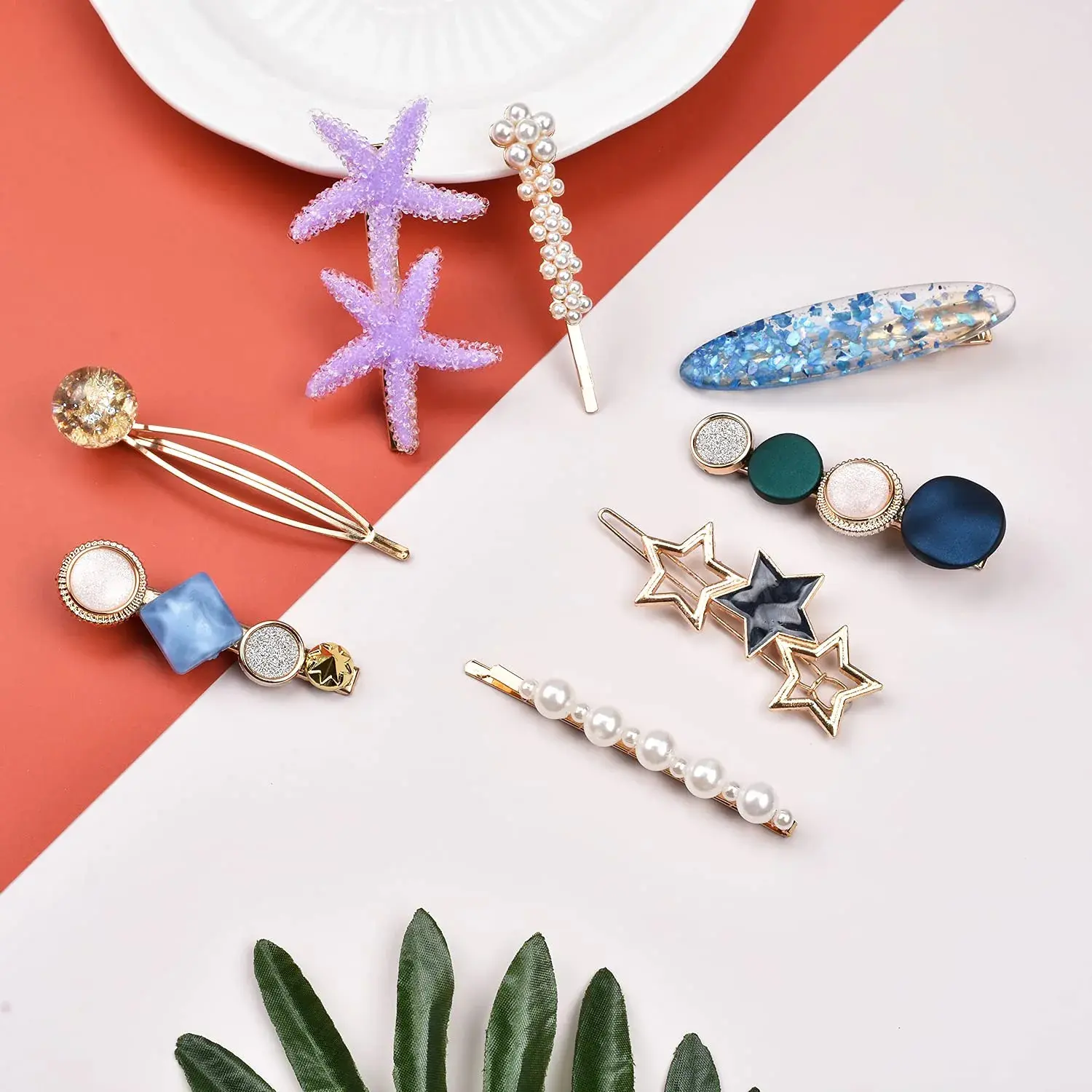 Korean starfish hair clips set