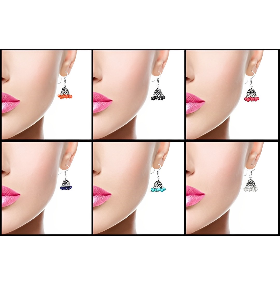 6 pairs jhumki set 6 pairs jhumki set