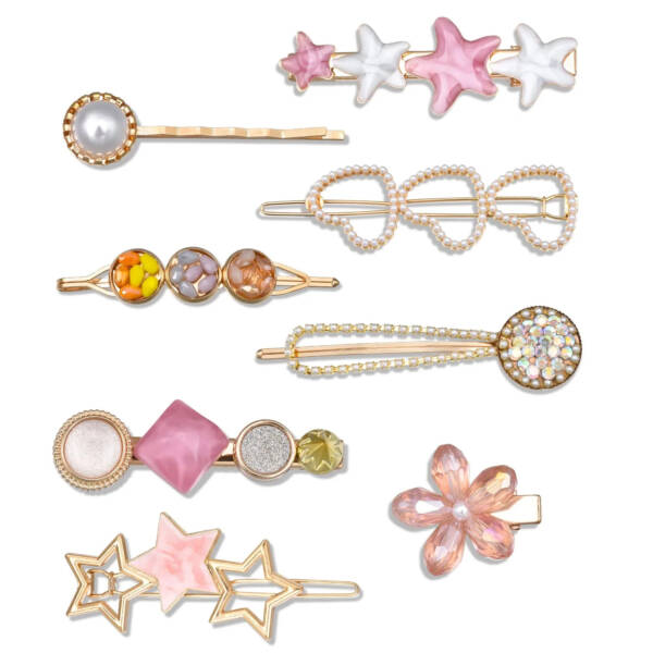 pink hair clips set