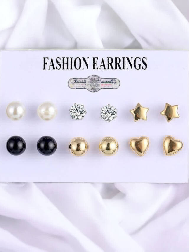 6 pairs stud earrings set