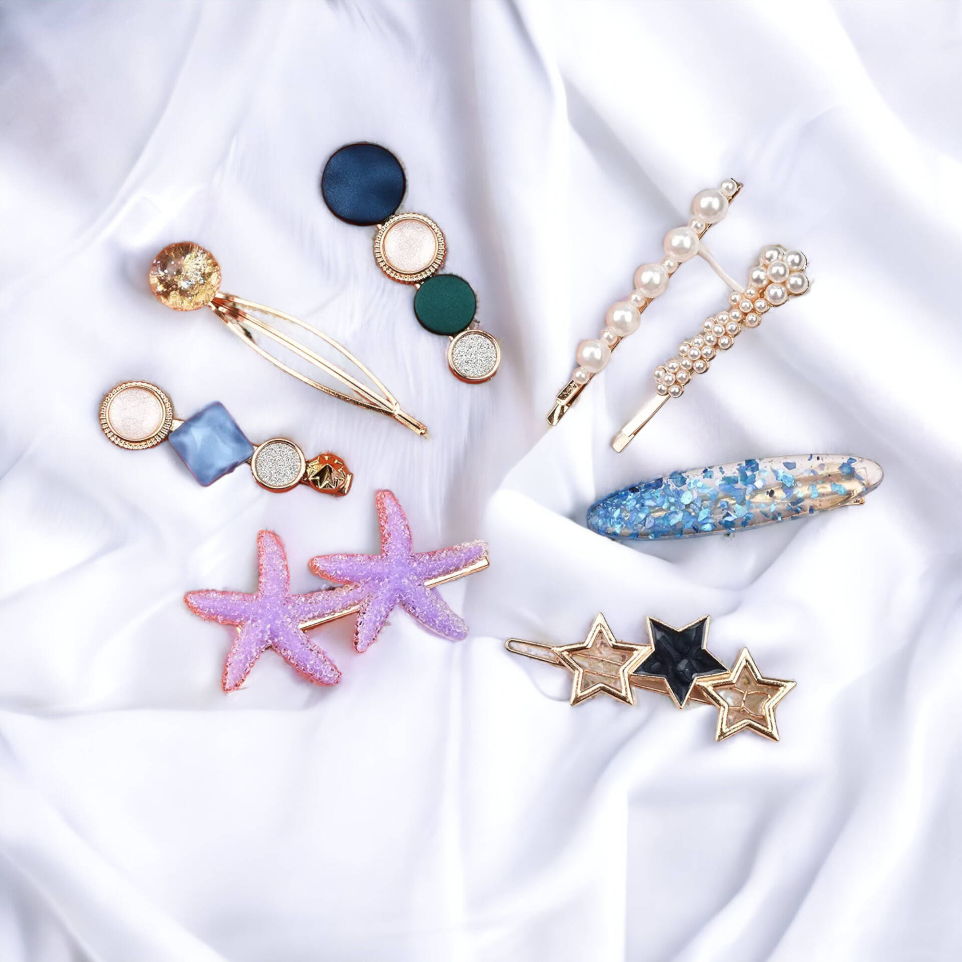 Korean starfish hair clips set