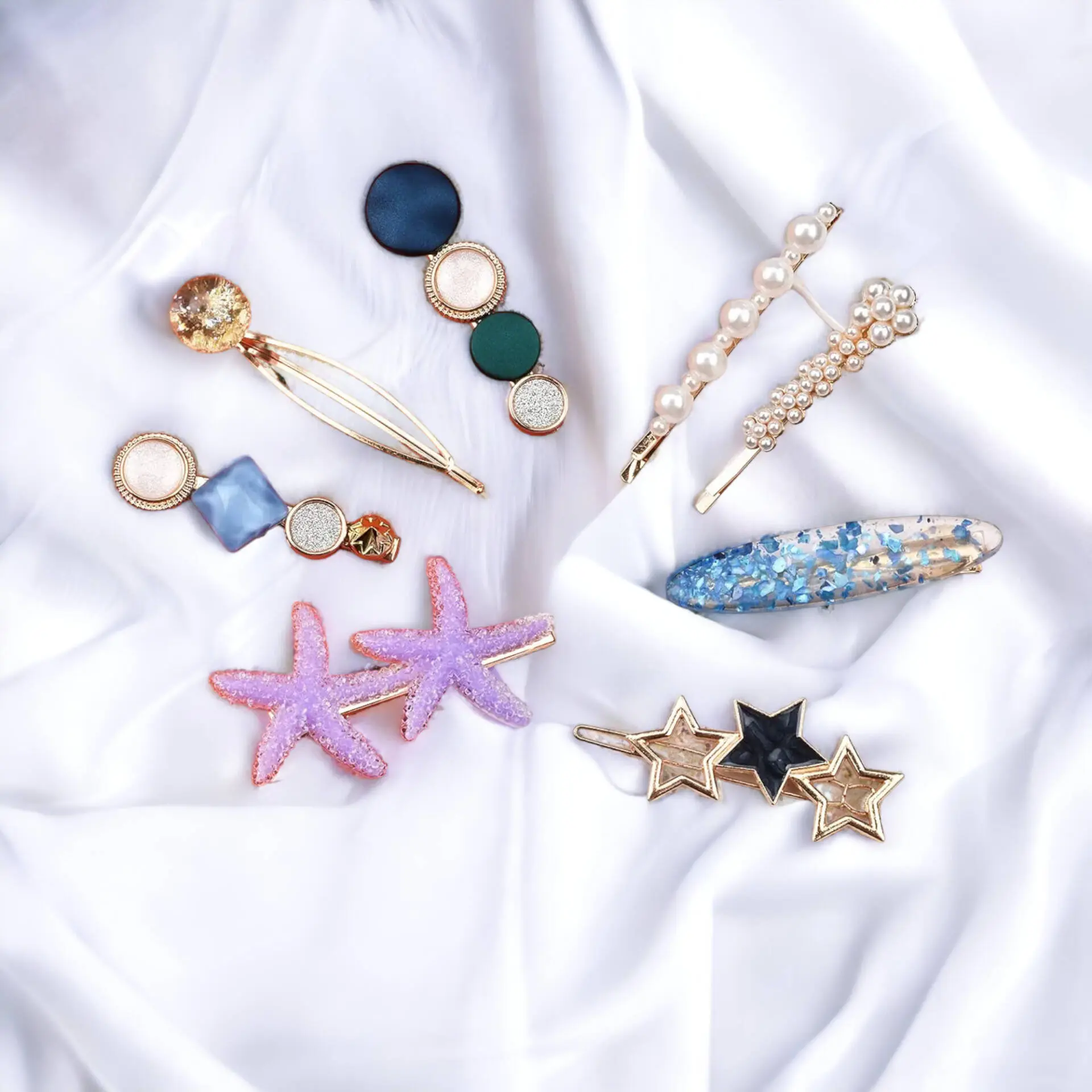 Korean starfish hair clips set