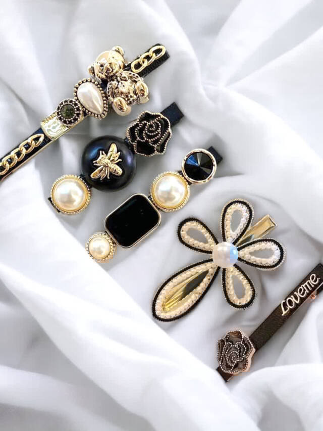 Korean flower hair clips set