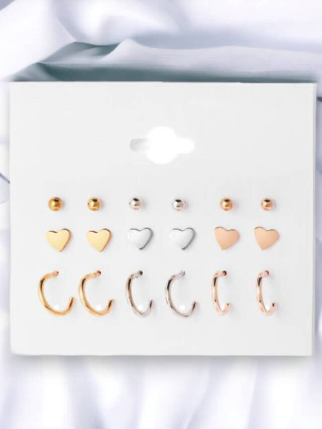 9 pairs mixed metal earrings