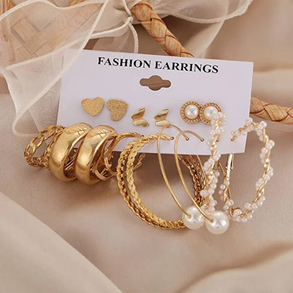 trendy gold plated earrings set