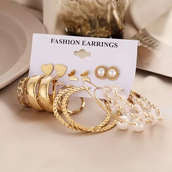 trendy gold plated earrings set