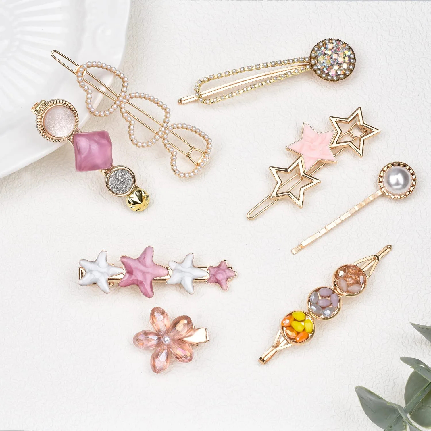 pink hair clips set pink hair clips set