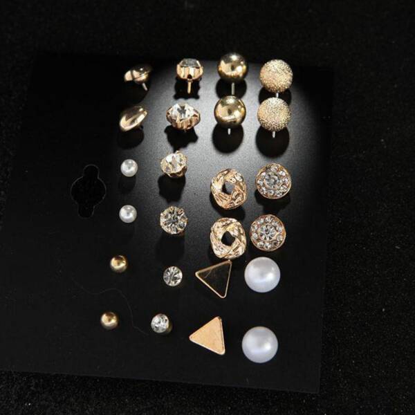 assorted 12 pair stud earrings set