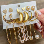 trendy gold plated earrings set