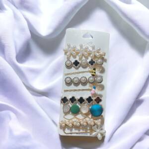 Korean pearl flower hair clips set