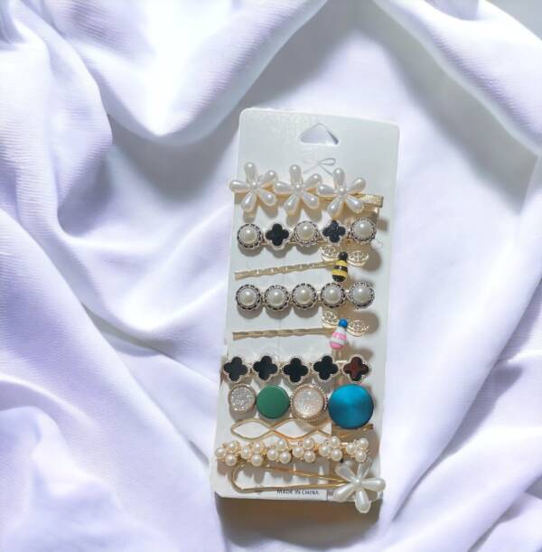 Korean pearl flower hair clips set