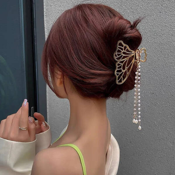 Butterfly Hair Clutcher with Pearls