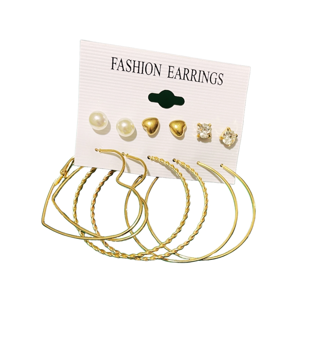 3 stud 3 hoop earrings set 3 stud 3 hoop earrings set