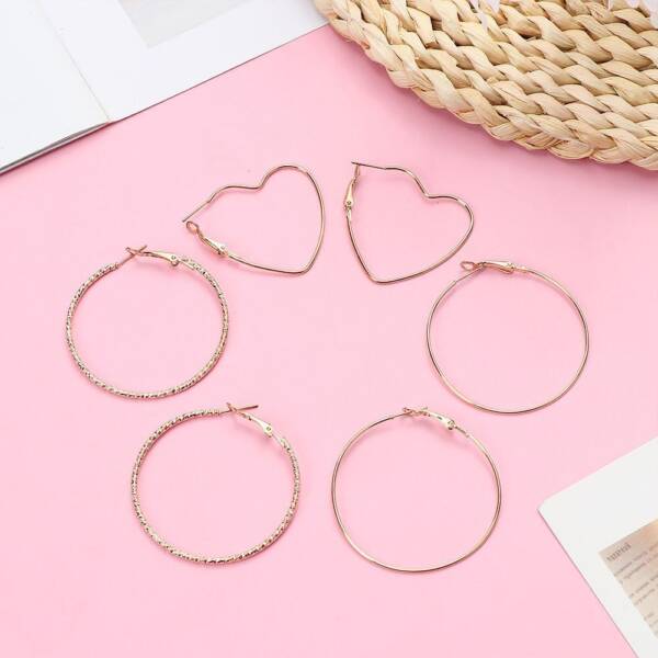 3 stud 3 hoop earrings set