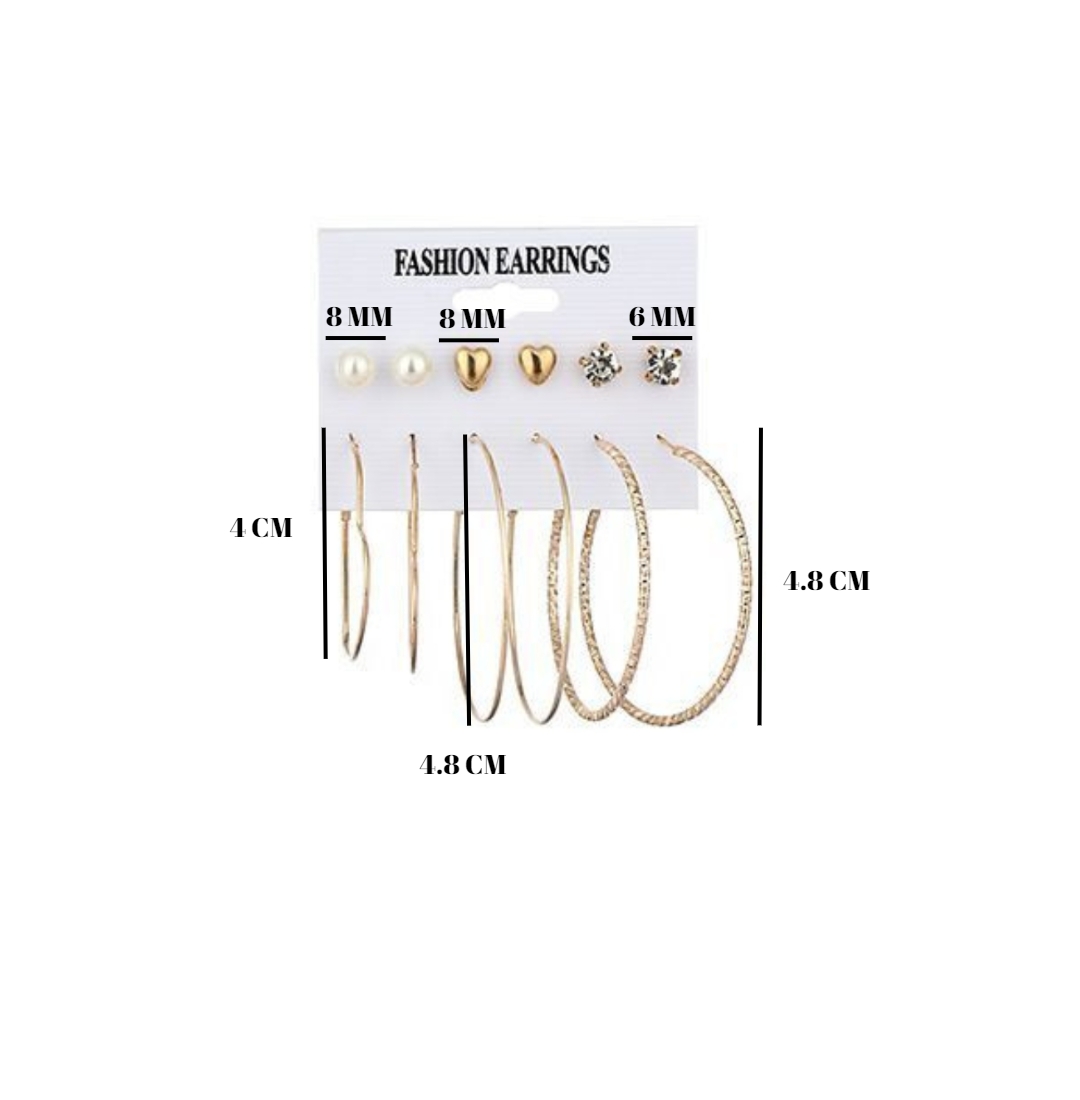 3 stud 3 hoop earrings set 3 stud 3 hoop earrings set