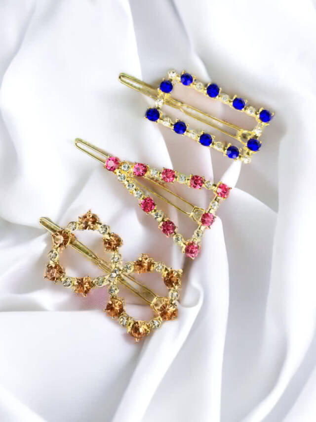 Rhinestone Hair Clips Set