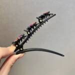 Colorful crystal clover hair clip