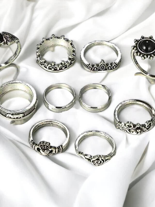 Black stone oxidized rings
