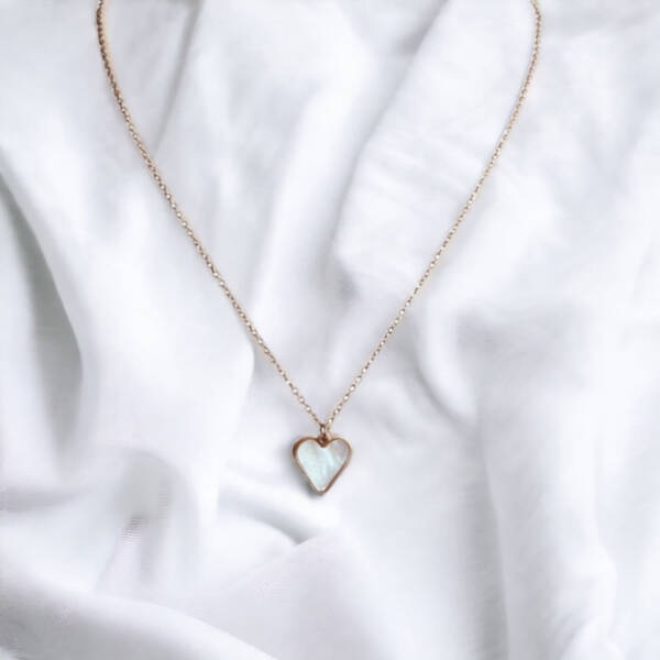 White Enamel Heart Necklace