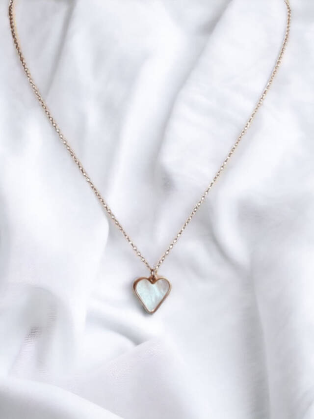 White Enamel Heart Necklace