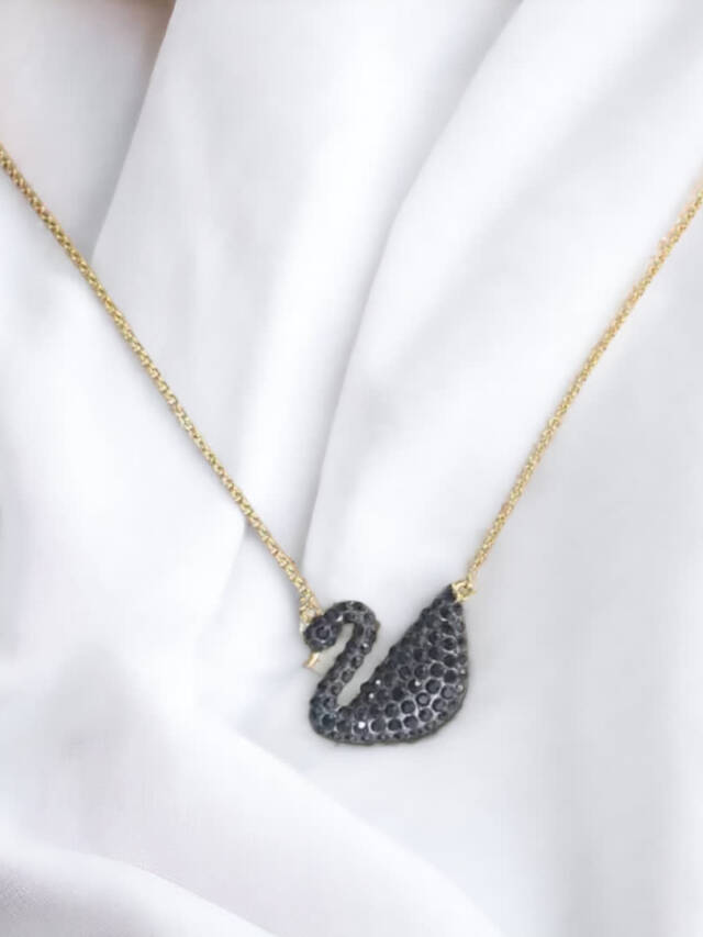 Black swan steel necklace