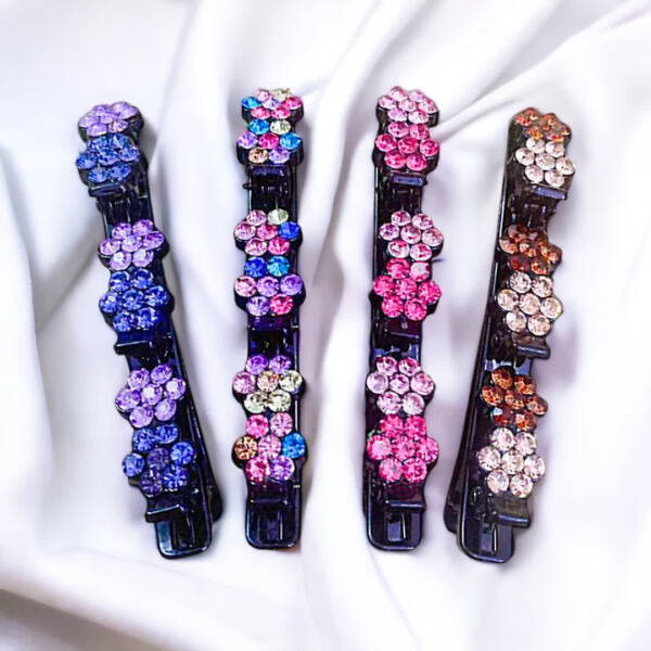 Crystal flower hair clip set