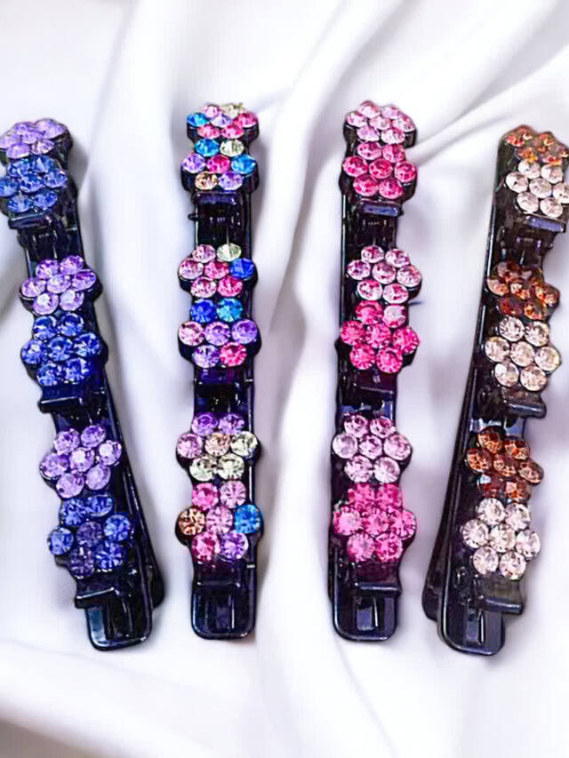 Crystal flower hair clip set