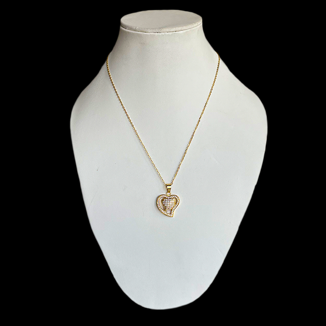 Heart Pendant with Gold Chain