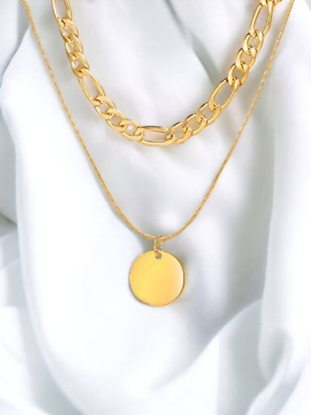 gold chain with coin pendant