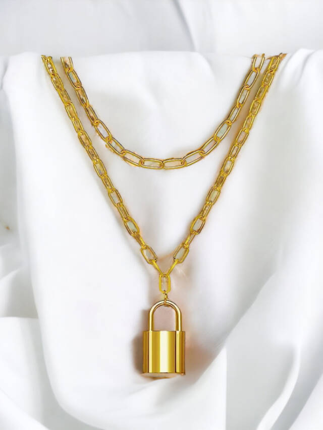 Gold Lock Necklace