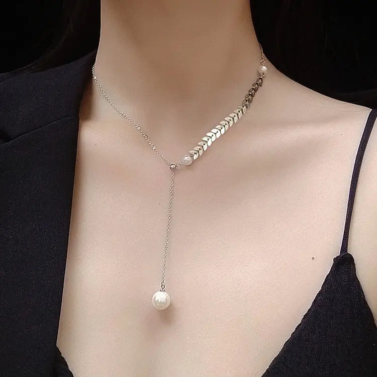 Delicate Gold Y Necklace with Pearl Delicate Gold Y Necklace with Pearl