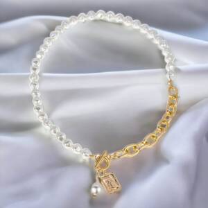 pearl necklace with key pendant