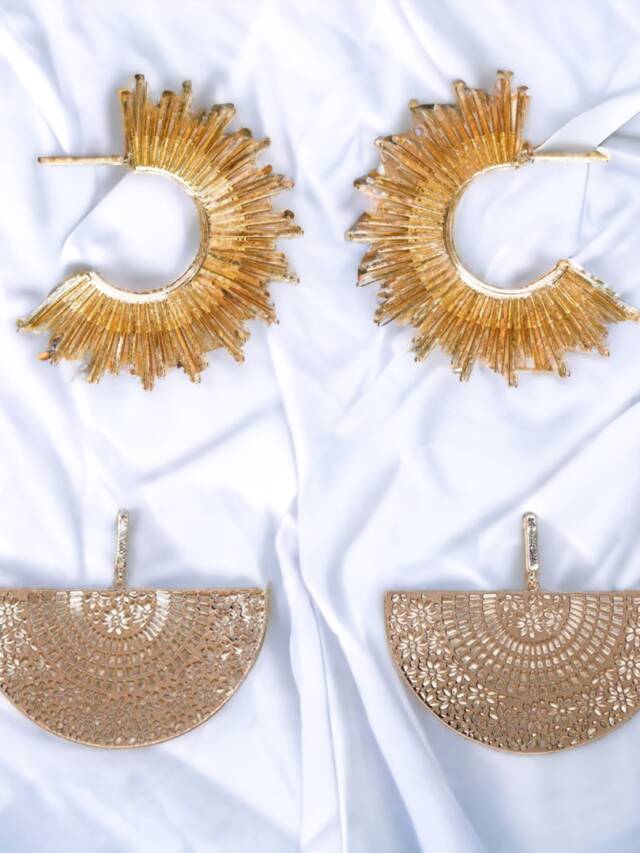 Sun Burst and Half Moon Earrings