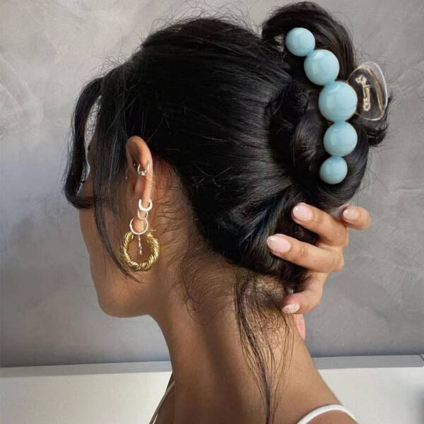 Blue White Pearl Hair Claw Set